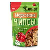 Морковные чипсы (снеки) с ламинарией и паприкой 100 г, "Здороведа"